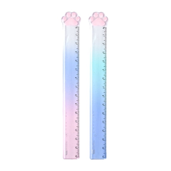 2Pcs Paw Ruler Transparent Plastic Straight Ruler Measuring Range 0-15cm for Scrapbooking Drafting Drawing