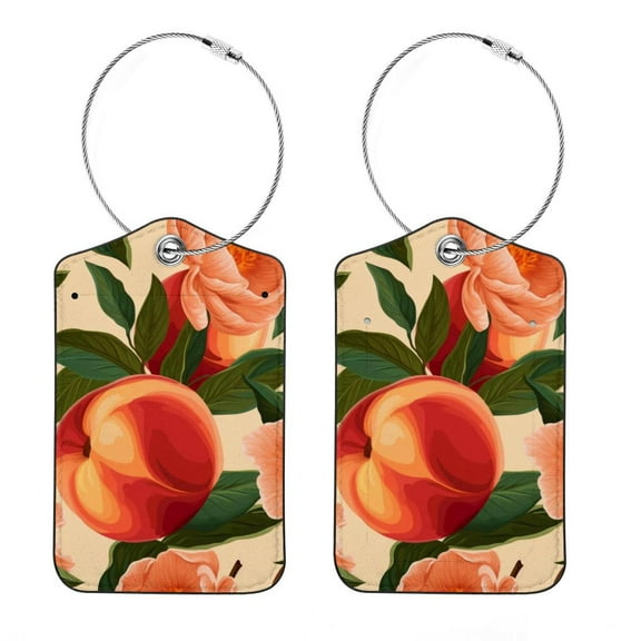2 Pieces Peach Luggage Tags, Privacy Cover ID Label with Loop and Address Card for Travel Bag Suitcase