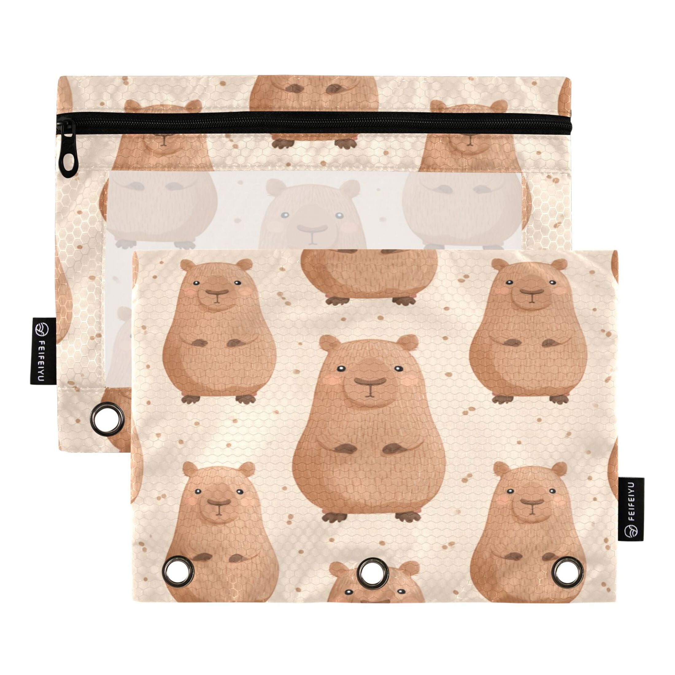 2 Pieces Pencil Bag Binder Pouches 3-Ring Page Turning Folder Pencil ...