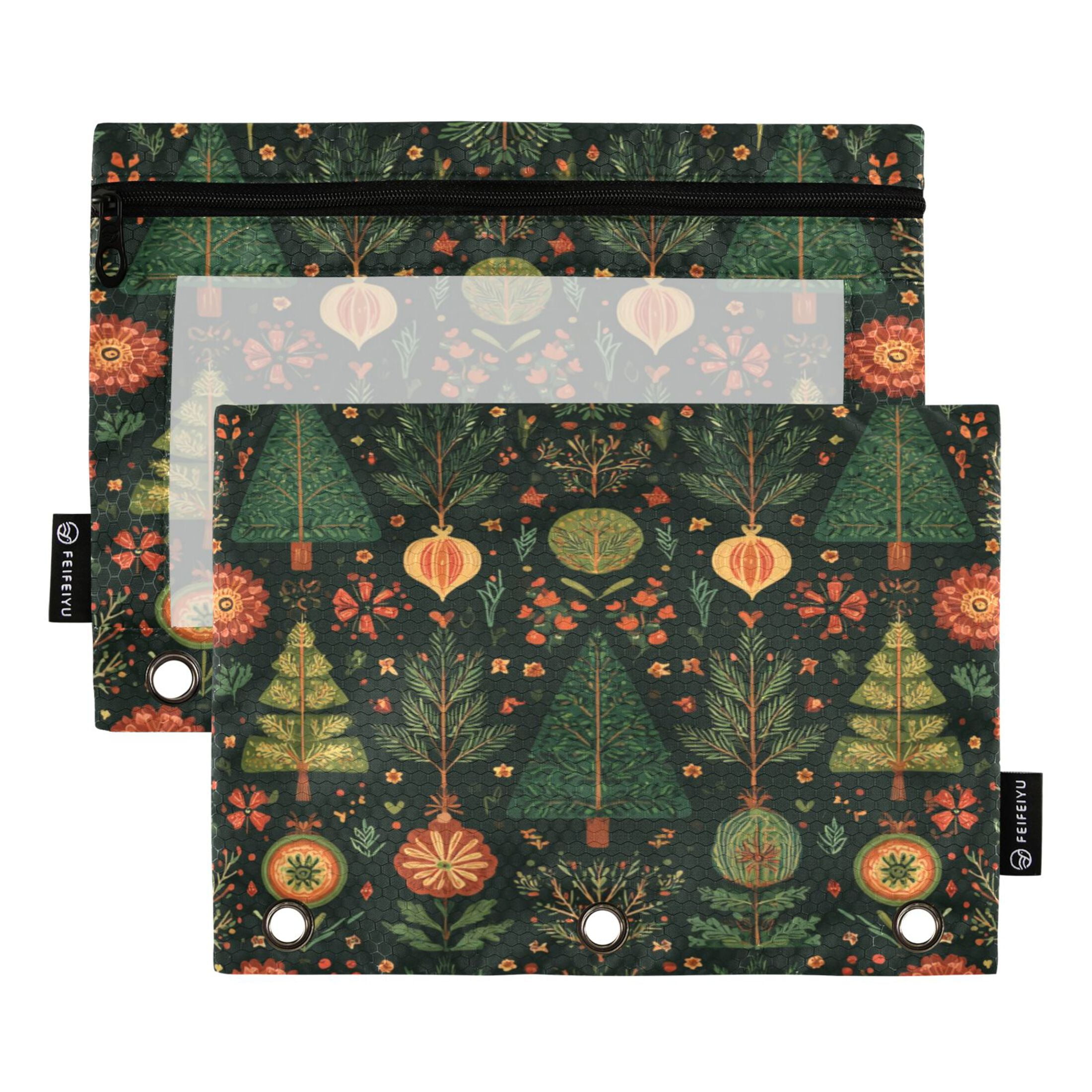 2 Pieces Pencil Bag Binder Pouches 3-Ring Page Turning Folder Pencil ...