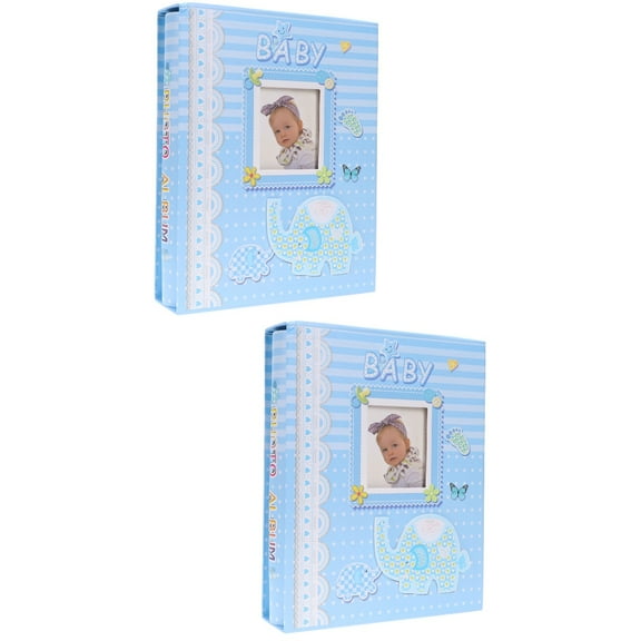 2 Pieces Photo Album for Pictures Baby Book Milestone Child Blue