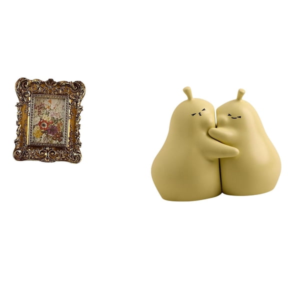 2 Pieces Photo Frame Book Stand Decorative Bookends Resin Material Tabletop Wall Home Office Display