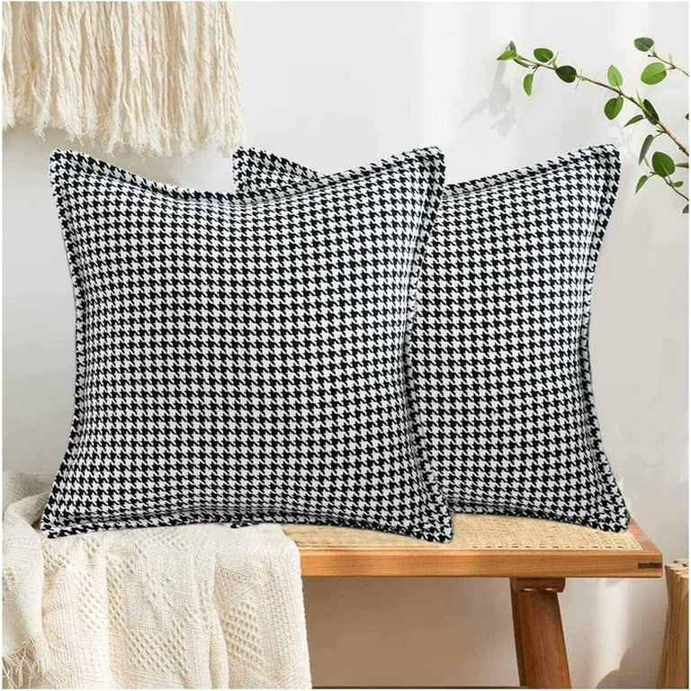 Set Of 2 Black Houndstooth Pillow Covers Set Of 2 Black Houndstooth Pillow Covers