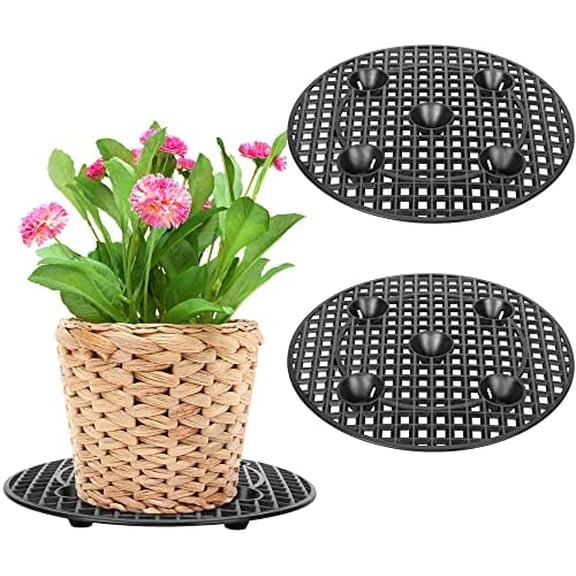 2 Pieces Plant Level Pot Elevator-12 Inch Diameter Big Plant Stands ,Heavy Planter Holder Potted Plant Stand for Deck or Patio