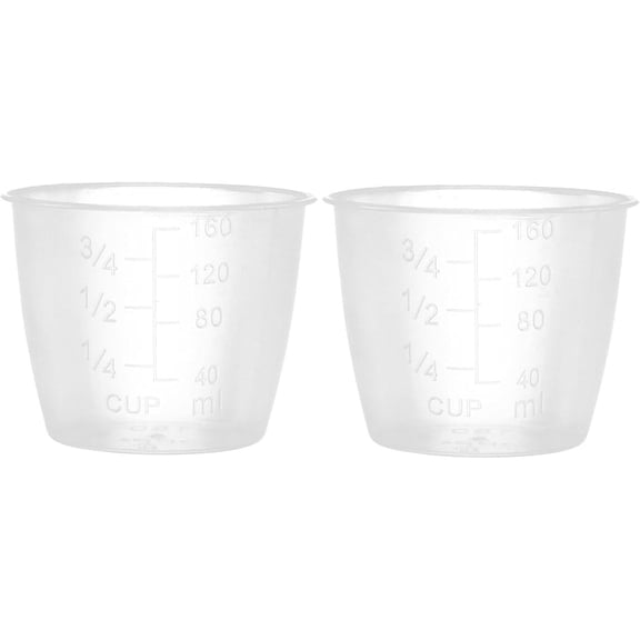 2 Pieces Plastic Transparent Rice Measuring Cups 160ml 3/4 cup Rice Cooker Measuring Cup Double Scale Rice and Dry Material Kitchen Supplies for Cooking,Dog Cat Food Measuring