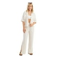 thumbnail image 1 of 2 Pieces: Pocket Short Sleeve Shirt & High Waist Elastic Waist Side Slit Straight Leg Trousers, 1 of 5