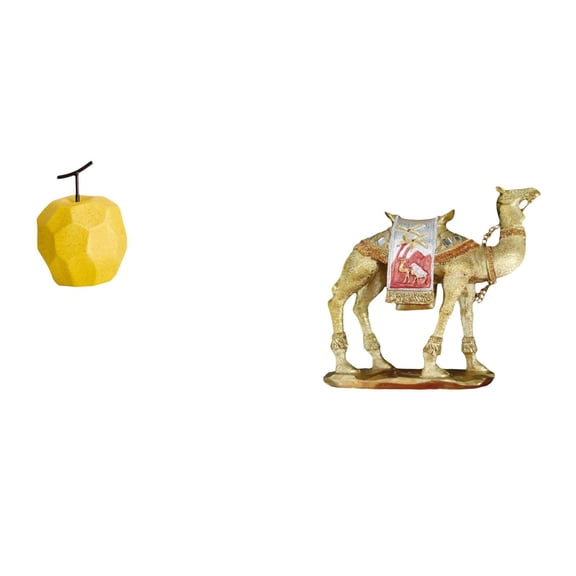2 Pieces Porcelain Art Figurine Fruit Sculpture Camel Statue Modern Geometric Style for Shelf Table Office