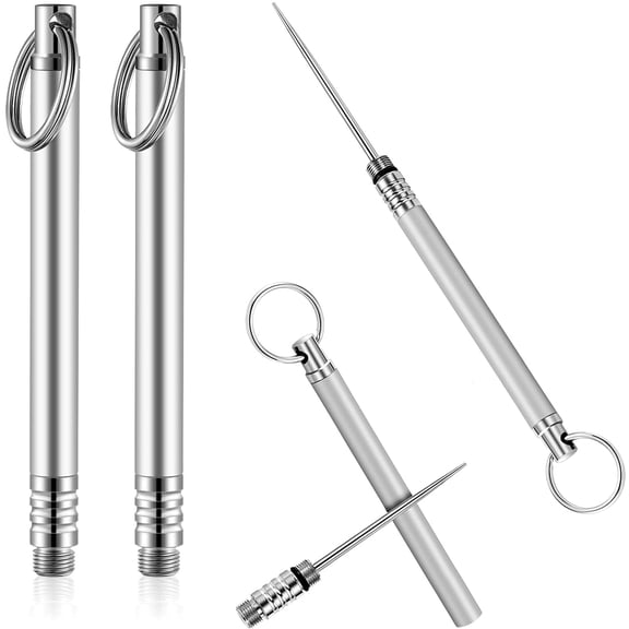 2 Pieces Portable Titanium Toothpicks Pocket Toothpick Metal Toothpick Holder for Outdoor Picnic and Camping (Silver)