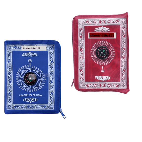 2 Pcs Portable Travel Prayer Mat with Compass Waterproof Polyester Islamic Prayer Rug Muslim Travel Prayer Mat Ramadan Gifts