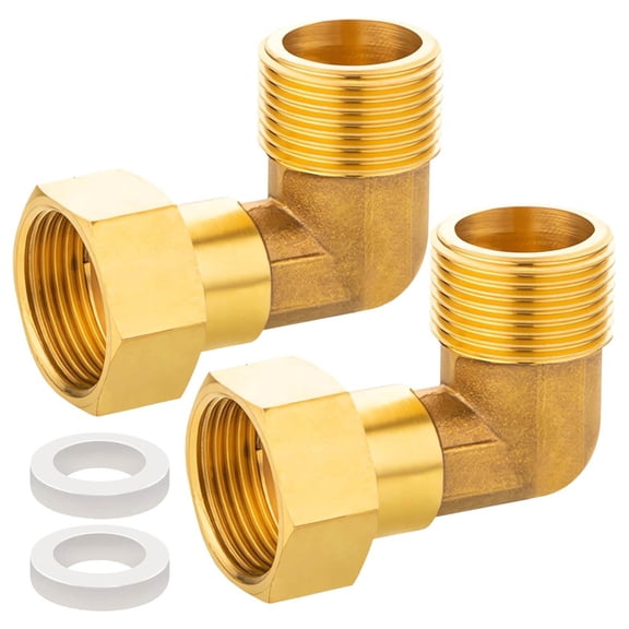 2 Pieces Practical Sturdy Brass Movable Screw Connection 3/4 Inch Male to Female Thread 90 Degree Elbow Joint Designs