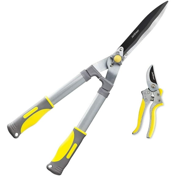 2 Pieces Professional Hedge Clippers, 23.6" Heavy Duty Hedge Shears, 8.3" Hand Pruners