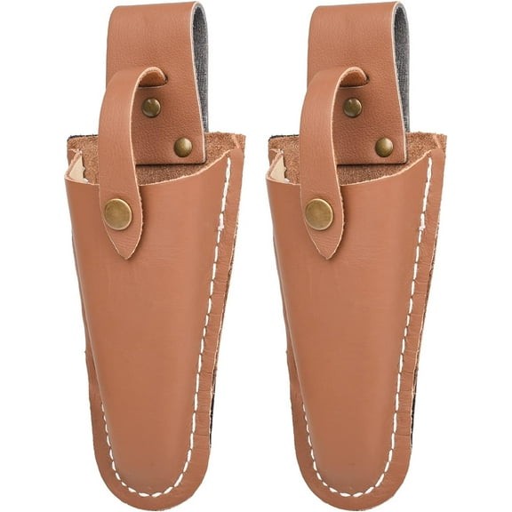 2 Pieces Pruner Holster Gardening Case Leather Sheath Pouch Holder Use For Gardening Pruning Shears