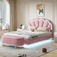 thumbnail image 1 of 2-Pieces Queen Size Bed Frame and Storage Ottoman Sets, Heavy Duty Platform Bed with Smart LED, Headboard and Slats Support, No Box Spring Needed, Pink, 1 of 9