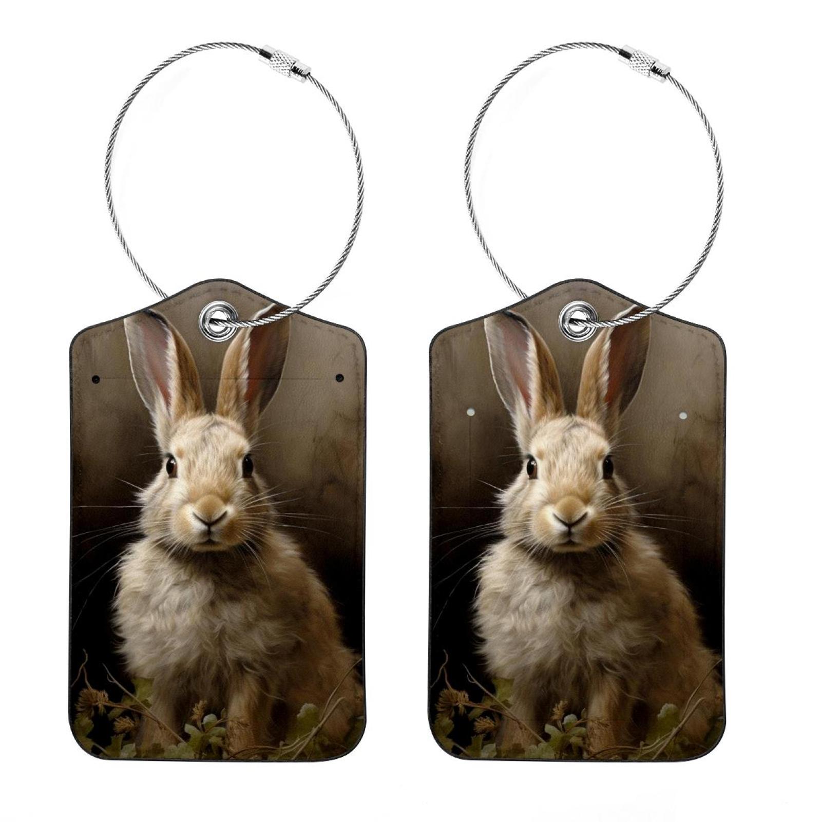 2 Pieces Rabbit Bunny Luggage Tags with Full Back Privacy Cover /Steel ...