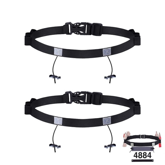 2 Pieces Race Number Belt with 6 Gel Loops for Running Cycling Triathlon Marathon