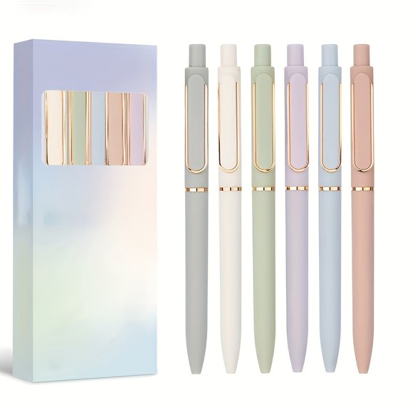 2 Pieces Random Morandi High-Value Carbon Pen Push-Type Neutral Pen Metal Refill 0.5 Bullet Tip Advertising Quick-Drying Signature Pen