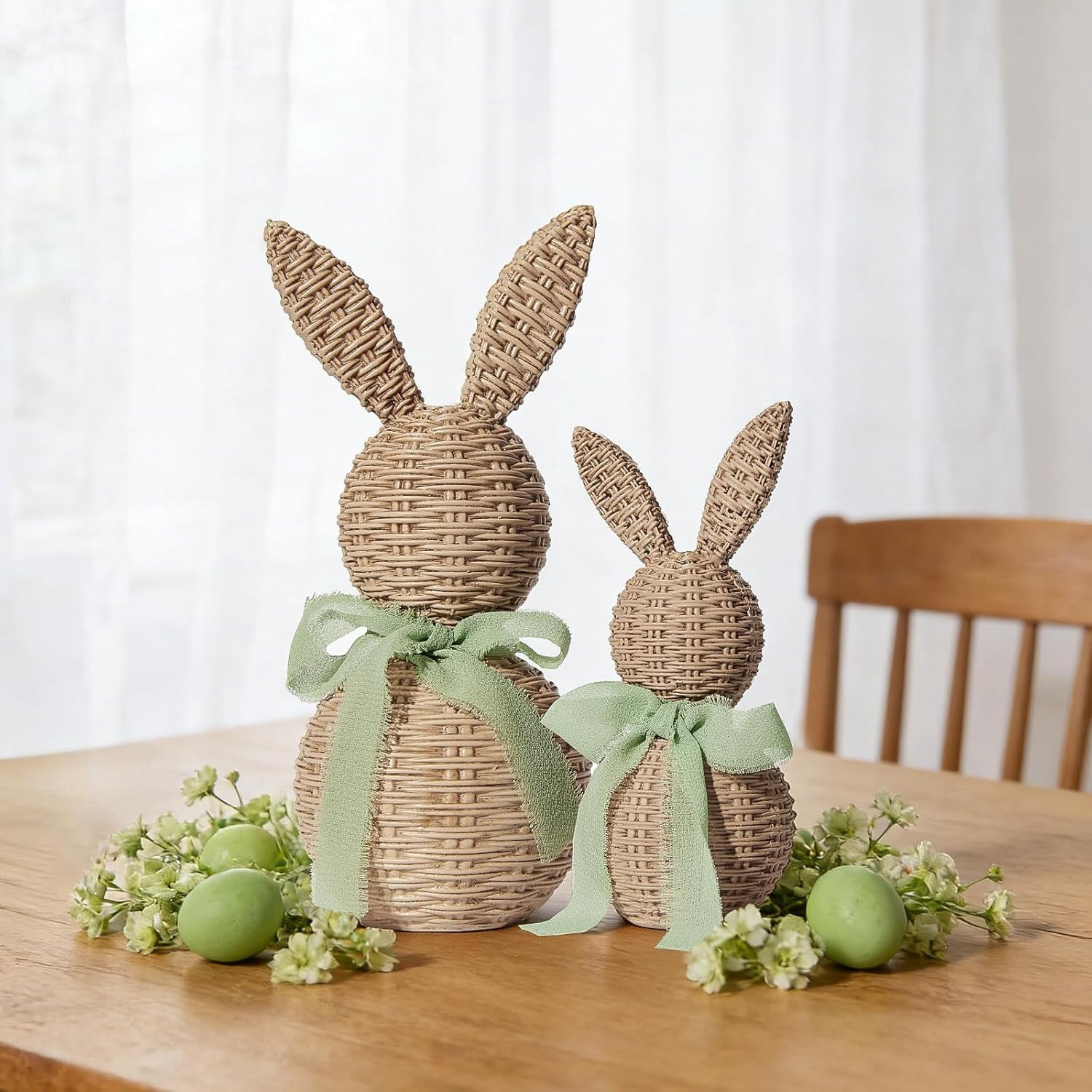 2 Pieces Rattan Effect Resin Rabbit Decor Table Rabbit Easter ...