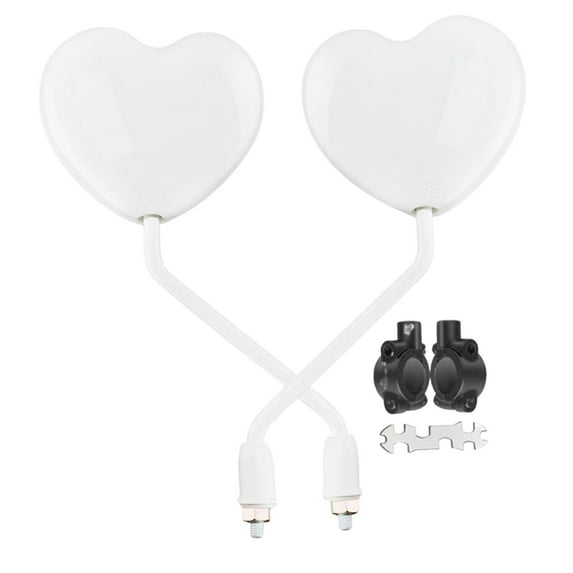 2 Pieces Rearview Mirrors Side Mirrors Motorbike Mirrors with Heart Shaped Design for Universal Motorcycles Scooters