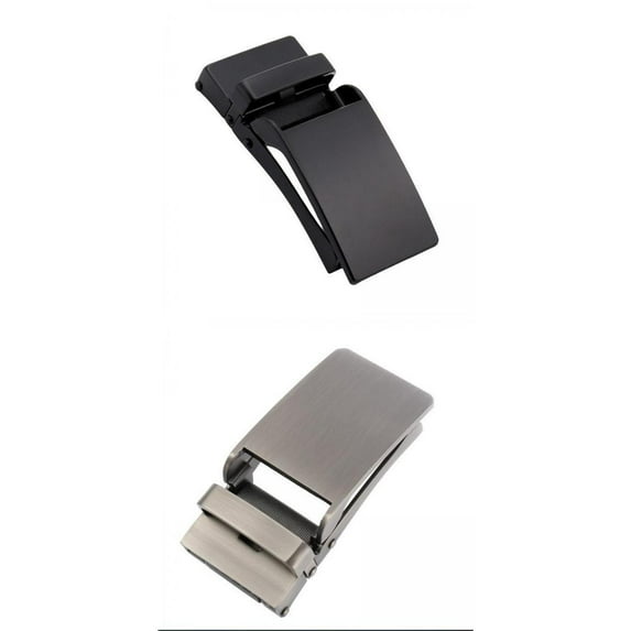2 Pieces Rectangular Automatic Belt Buckle for 3-3.5cm Width Ratchet Belt, Belt Black and