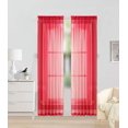 thumbnail image 1 of 2 Pieces Red Solid Sheer Voile Window Curtain Set, Two Rod Pocket Panels 55"W x 84"L, 1 of 1