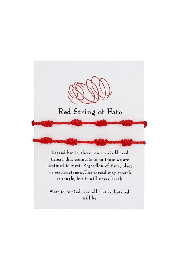 2 Pieces Red String Bracelets Red Cord Adjustable Knot for Protection Good Luck Red One Size Nylon