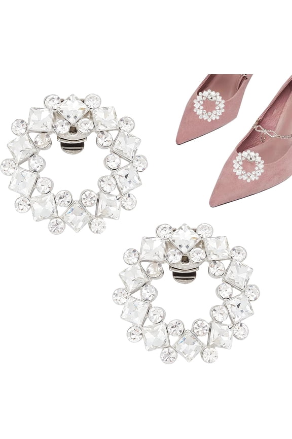 2 Pieces Removable Shoe Clips Fashion Rhinestone Crystal Shoe Buckle Shoe Decoration Charms for Valentine's Day Dress Hat Wedding Party Shoes