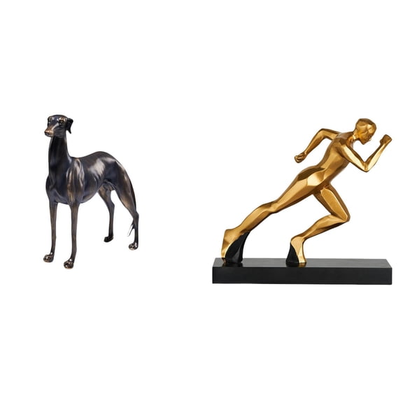 2 Pieces Resin Dog Statue Runner Sculpture Abstract Art Table Centerpiece for Home Office Entryway