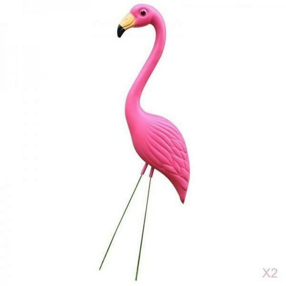 2 Pieces Retro Pink Flamingo Garden Stakes Outdoor Statues Ornaments Gardening Art Christmas Whimsical Gifts