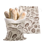 2 Pieces Reusable Linen Bread Bags with Inner TPU Lining, Fabric Sourdough Bags, Kitchen Homemade Bread Storage Linen Cloth Keeper for Storing Home Bakers