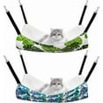 thumbnail image 1 of 2 Pieces Reversible Cat Hanging Hammock Soft Breathable Pet Cage Hammock with Adjustable Straps and Metal Hooks Double Sided Hanging Bed for Small Dogs Rabbits(Cat and Plaid,L), 1 of 10