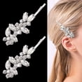 thumbnail image 1 of 2 Pieces Rhinestone Bridal Hair Clips Leaf Bridal Wedding Hair Pins Crystal Hair Clips Silver Rhinestone Jewelry Barrette for Brides Bridesmaids Flower Girls, 1 of 4
