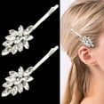 thumbnail image 1 of 2 Pieces Rhinestone Bridal Hair Clips Leaf Bridal Wedding Hair Pins Crystal Hair Clips Silver Rhinestone Jewelry Barrette for Brides Bridesmaids Flower Girls, 1 of 4