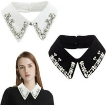 2 Pieces Rhinestones Collar Dickey Collar Fake Collar for Women Detachable Collar Choker White Black