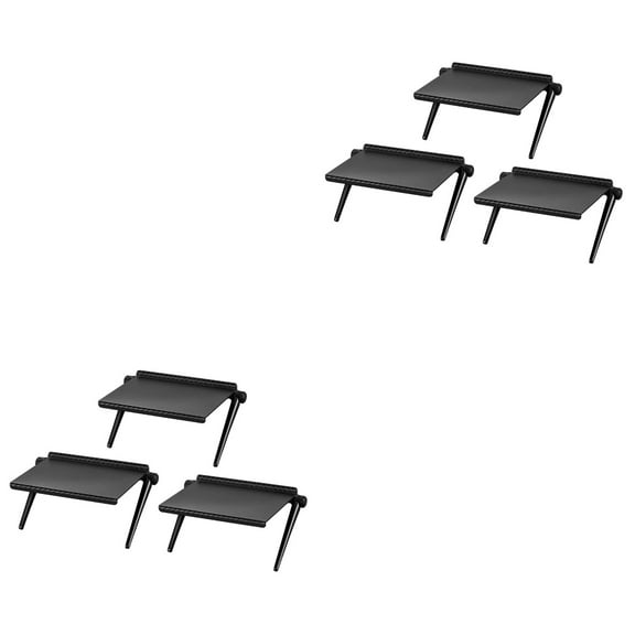 2 Pieces Risers Display Stands Shelf 22.00X11.30X2.00CM Black