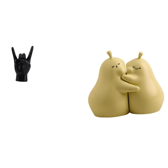 2 Pieces Rock Gesture Statue Bookends Resin Material for Office Home Heavy Books and Bookshelf Decor