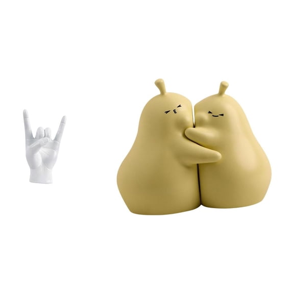 2 Pieces Rock Gesture Statue Decorative Bookends Resin Material for Home Office Shelves Living Room Display