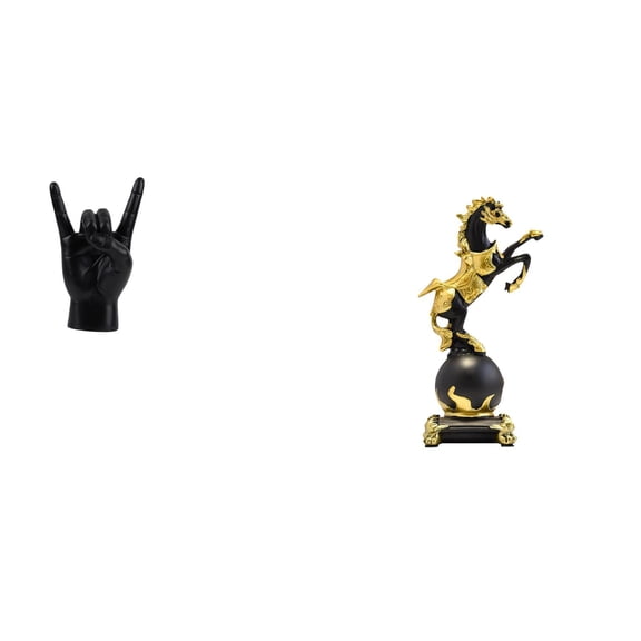 2 Pieces Rock Gesture Statue Horse Hand Ornament Resin Modern Design Suitable for Bedroom Restaurant