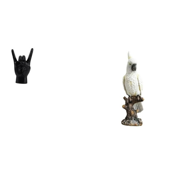 2 Pieces Rock Gesture Statue Parrot Figurine Desktop Centerpiece Resin Material for Home Office Decor