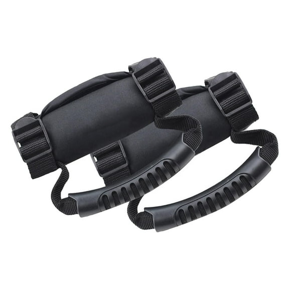 2 Pieces Roll Cage Grab Bar Handles Safe Riding Non-slip Black Passenger Roll Bar Handle Universal Safety Strap Hand Hold for ATV UTV