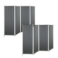 2 Pieces Room Divider Folding Privacy Screen 4 Panel Partition Grey Temporary Wall Divider