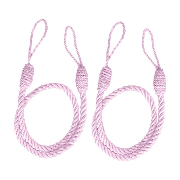 2 Pieces Rope Satin Drape Curtain Tiebacks Holdbacks 70cm Handmade Rural Pink