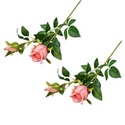 2 Pieces Rose Red Artificial Roses 65x6cm   2 Bulgarian Roses Single Branch Artificial Flower   Wedding Hall Scene Decoration   Vibrant & Lifelike Miyuadkai