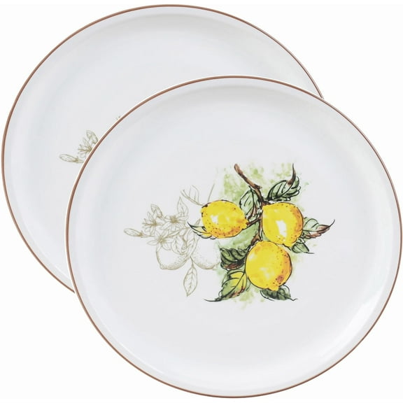 2 Pieces Round 12" Pizza-Serving Platters - Lemon Design Serving Platters for Pizza
