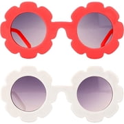 2 Pieces Round Flower Sunglasses Cute Kids Sunglasses UV Protection for Girls Boys