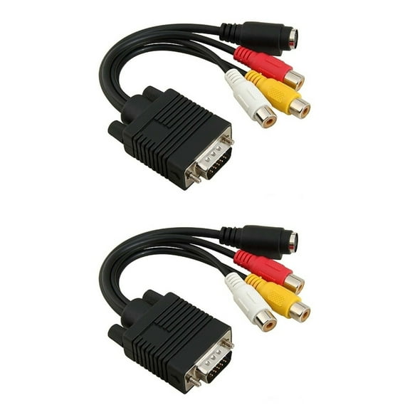 MERRYHAPY Svga to 3 Adapter, Black, 2Pcs, for Av Signal, , Pure Copper