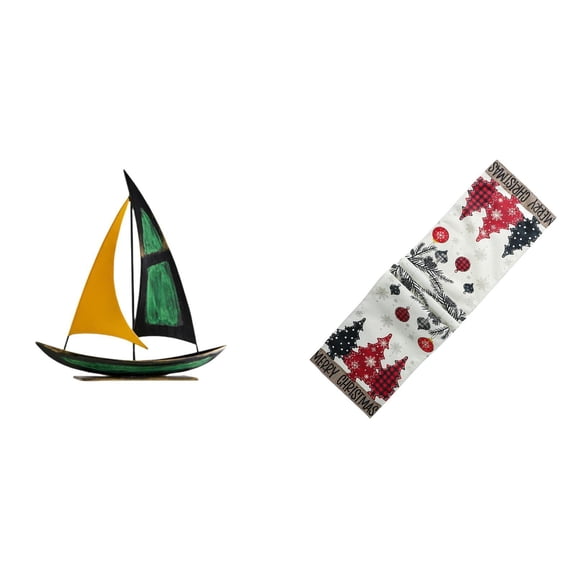 2 Pieces Sailboat Figurine Iron Sculpture Desktop Statue Durable Material for Holiday Office Table Decor Winter