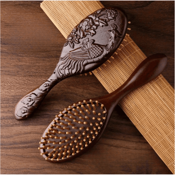 2 Pieces Sandalwood Air Cushion Comb Hairbrush Air Cushion Volumizing Comb Hair Brush Head Meridian Air Cushion Comb Volumizing Comb High Skull Top Artifact Air Cushion Comb with Bamboo Teeth