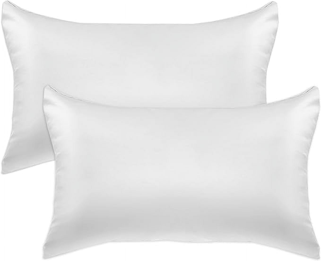 2 Pieces Satin Pillowcase Set with Hidden Zipper closure, King, White