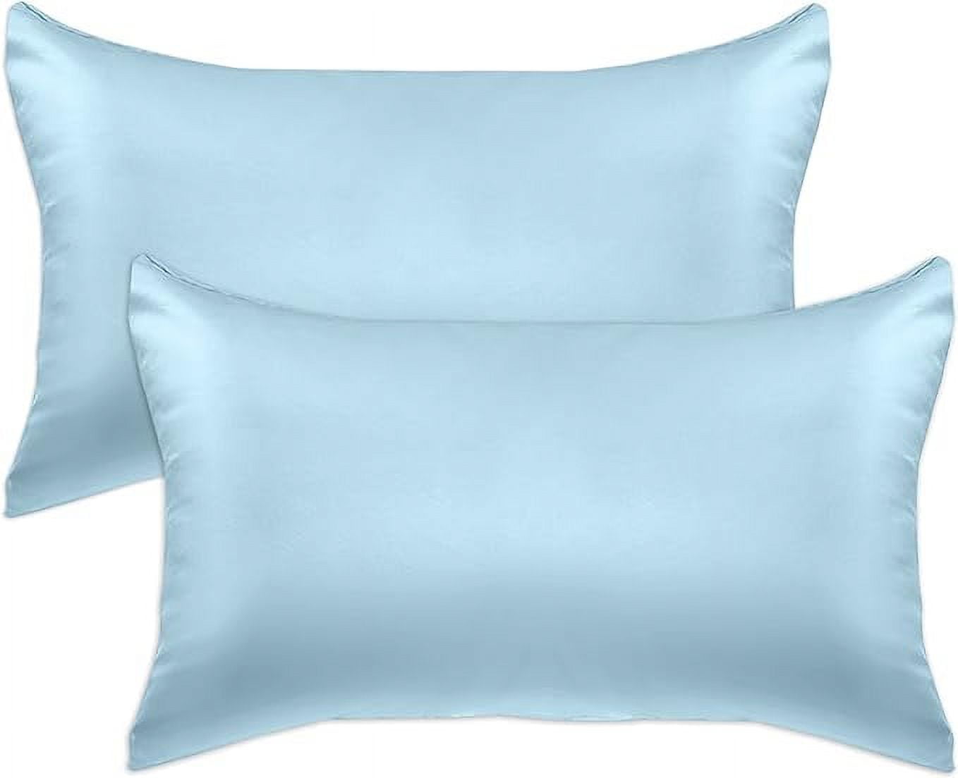 2 Pieces Satin Pillowcase Set with Hidden Zipper closure, Standard/Queen, Baby Blue