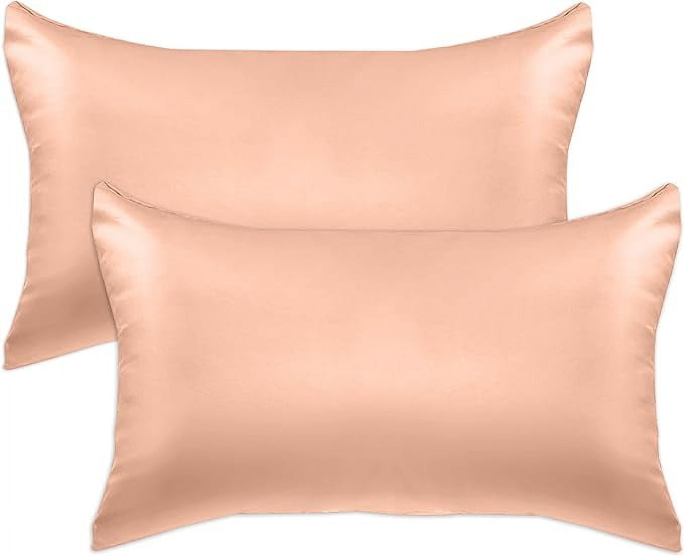 2 Pieces Satin Pillowcase Set with Hidden Zipper closure, Standard/Queen, Dusty Rose